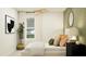 Cozy bedroom featuring large window, modern decor, and neutral color palette at 25069 N 174Th Ln, Surprise, AZ 85387