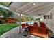 Charming covered patio with comfortable seating, overlooking a beautiful pool and lush backyard at 4134 N 35Th St, Phoenix, AZ 85018