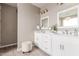 Bright bathroom with double sinks, white cabinetry, and a neutral color palette at 4846 E Piccadilly Rd, Phoenix, AZ 85018
