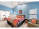 Bright main bedroom with high ceilings, large windows and colorful accents at 11381 E Poinsettia Dr, Scottsdale, AZ 85259