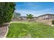 Expansive backyard with lush green lawn, mature trees, and secure block fencing, perfect for outdoor enjoyment and privacy at 14333 W Lexington Ave, Goodyear, AZ 85395