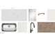 Selection of quartz countertops, white shaker cabinets, hardware, sink, backsplash, and wood flooring at 15748 W Beryl Ave, Waddell, AZ 85355