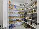 Walk-in pantry featuring ample shelving stocked with groceries and household essentials, and beautiful baskets for organization at 40481 W Desert Fairways Dr, Maricopa, AZ 85138