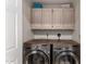 Functional laundry room with appliances and cabinet storage at 14402 N Silverado Dr, Fountain Hills, AZ 85268