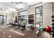 Well-appointed gym featuring stationary bikes, a rower, weights, and exterior views at 2748 E Cherry Hill Dr, Gilbert, AZ 85298