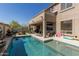 Beautiful backyard pool with patio and outdoor dining area at 2811 W Glenhaven Dr, Phoenix, AZ 85045