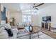 Modern living room with wood floors, neutral furnishings, and lots of natural light at 2925 E North Ln, Phoenix, AZ 85028