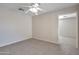 Neutral bedroom featuring carpeted floors and a ceiling fan at 3614 W Alyssa Ln, Phoenix, AZ 85083