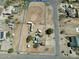 Aerial view of a large lot with pool, horse facilities, home, and property line shown in blue at 3720 E Vista Grande --, San Tan Valley, AZ 85140