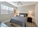 Well-lit bedroom featuring a comfortable bed, side tables, and decorative lamps at 9727 E Presidio Rd, Scottsdale, AZ 85260