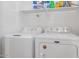 Bright laundry room featuring a new washer and dryer, and functional shelving for organized storage at 16224 S 40Th Pl, Phoenix, AZ 85048