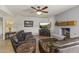 Cozy living room features a fireplace and leather seating at 4001 E Cannon Dr, Phoenix, AZ 85028