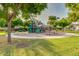 Community playground with slides and climbing structure surrounded by lush greenery at 43298 W Delia Blvd, Maricopa, AZ 85138