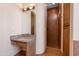 Bathroom with a single sink vanity and tile shower at 16835 E Skinner Dr, Rio Verde, AZ 85263