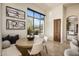 Cozy breakfast nook with built-in seating and a view of the pool area at 27728 N 68Th Pl, Scottsdale, AZ 85266