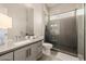 Stylish bathroom showcases a glass-enclosed shower, sleek vanity, and modern finishes, perfect for relaxation at 3392 E Gemini Ct, Chandler, AZ 85249