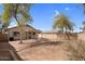 Large backyard with mature trees, patio area, and a privacy fence at 34717 N Picket Post Dr, San Tan Valley, AZ 85144