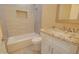 Bright bathroom featuring granite vanity and shower-tub combo at 4130 N Del Monte Dr, Eloy, AZ 85131