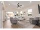 Open living room filled with natural light, featuring wood floors, and comfortable seating at 632 Aero Rd, Mesa, AZ 85205