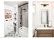 Bright bathroom featuring new fixtures, modern vanity, granite countertop, and framed mirror at 6438 E Montreal Pl, Scottsdale, AZ 85254