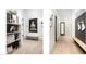 Hallway with black shelving and decor, bench, artistic wall decor, and light wood floors at 6438 E Montreal Pl, Scottsdale, AZ 85254