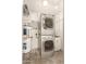 Laundry room featuring stacked washer and dryer units, a water heater, and wire shelving at 835 N Granite Reef Rd # 29, Scottsdale, AZ 85257