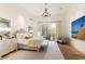 Bright bedroom with natural light, chandelier, and view of backyard at 10244 E Hualapai Dr, Scottsdale, AZ 85255