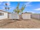 Image shows a backyard with storage sheds and a tree on a sunny day at 11430 N 57Th Dr, Glendale, AZ 85304