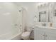 Bathroom featuring a shower-tub combination and a sink vanity with a mirror at 619 E Jensen St # 80, Mesa, AZ 85203