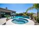 Inviting pool and spa area with lush landscaping and ample space for relaxation and enjoyment at 2224 N 83Rd Cir, Mesa, AZ 85207