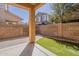 Covered patio with brick paved floors and view to exterior of home at 3894 E Palmer St, Gilbert, AZ 85298