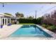 Lush backyard featuring a refreshing swimming pool, patio, and manicured landscaping for ultimate relaxation at 4639 E Mulberry Dr, Phoenix, AZ 85018