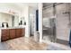 Modern bathroom with a shower, and dual sinks at 1525 W Bent Tree Dr, Phoenix, AZ 85085