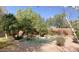 Backyard pool with waterfall feature surrounded by lush landscaping at 6834 E Culver St, Mesa, AZ 85207