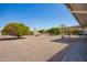 Expansive backyard with mature trees, a covered patio, and low-maintenance gravel at 16413 N Orchard Hills Dr, Sun City, AZ 85351