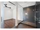 Modern bathroom adjacent to primary bedroom featuring a spacious glass shower at 4422 N 75Th St # 8005, Scottsdale, AZ 85251