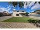 Expansive backyard with a lush lawn, gravel landscaping, and a covered patio area at 4523 W Bluefield Ave, Glendale, AZ 85308