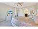 Well-lit bedroom with a TV, ensuite bathroom, and neutral decor for a relaxing atmosphere at 4803 N Woodmere Fairway -- # 3009, Scottsdale, AZ 85251