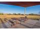 Tranquil picnic area under a canopy, with tables overlooking a verdant field, inviting relaxation and outdoor enjoyment at 1473 E Mead Dr, Chandler, AZ 85249