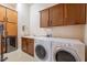 Well-equipped laundry room with washer, dryer, sink, and ample cabinet space at 16203 E Ridgeline Dr, Fountain Hills, AZ 85268