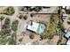 Aerial view of a private residence featuring a pool, patio, and large lot at 28404 N 67Th St, Cave Creek, AZ 85331