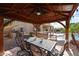Covered gazebo with dining area offers a relaxing view of the pool and backyard at 14258 W Lisbon Ln, Surprise, AZ 85379