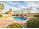 Backyard featuring a pool, a spa, palm trees, and desert landscaping at 20905 N Danielle Ave, Maricopa, AZ 85138