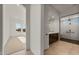 Bright bathroom with a stand up shower and modern vanity at 26535 W Mcrae Dr, Buckeye, AZ 85396