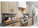 Modern kitchen featuring stainless steel appliances, wood cabinets and gray backsplash at 377 E Windsor Ave # 4, Phoenix, AZ 85004