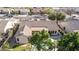 An aerial view of the pool and backyard of this charming desert community home at 4614 W Fallen Leaf Ln, Glendale, AZ 85310