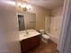Well-lit bathroom featuring a vanity with a sink, ample counter space, and a shower-tub combination at 8179 W Clara Ln, Peoria, AZ 85382