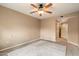 Bedroom featuring a ceiling fan, neutral walls, and carpet flooring at 16800 E El Lago Blvd # 2062, Fountain Hills, AZ 85268