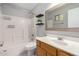 Bright bathroom with shower-tub combo, and stylish vanity at 1753 E Pinto Dr, Gilbert, AZ 85296