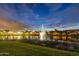 Picturesque pond featuring a fountain and palm trees, creating a serene and inviting atmosphere in a community space at 26868 N 104Th Ln, Peoria, AZ 85383